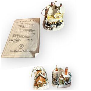 Thomas Kinkade Winter Memories Ornaments – Lot of 3 (One w/ COA)